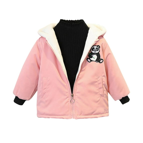 Gpaecead Baby Boys Girls Winter Coats Fleece Cotton Jacket Toddler Kids Cute Warm Hooded Outwear Coat Pink