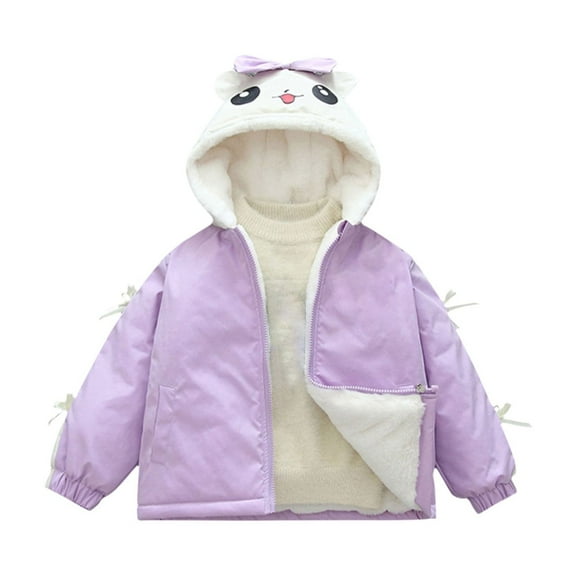 Gpaecead Baby Boys Girls Winter Coats Fleece Cotton Jacket Toddler Kids Cute Warm Hooded Outwear Coat Purple