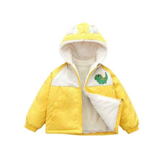 Gpaecead Baby Boys Girls Winter Coats Fleece Cotton Jacket Toddler Kids Cute Warm Hooded Outwear Coat Yellow