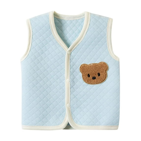 Gpaecead Baby Clothes Unisex Cotton Sleeveless Vest Jacket Wearing Baby Keep Warm Cardigans Outside Blue