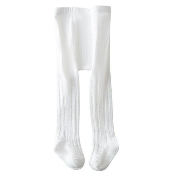 Gpaecead Baby Girl Tights Toddler Cable Knit Tights With Bow Seamless Leggings Stockings Infant Cotton Pantyhose 0-2 Years White