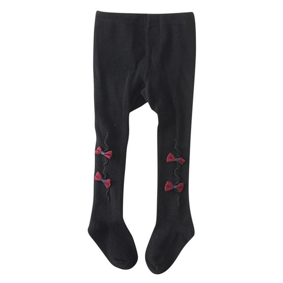 Gpaecead Baby Girl Tights Toddler Cable Knit Tights With Bow Seamless Stockings Infant Cotton Pantyhose 0-2 Years Black