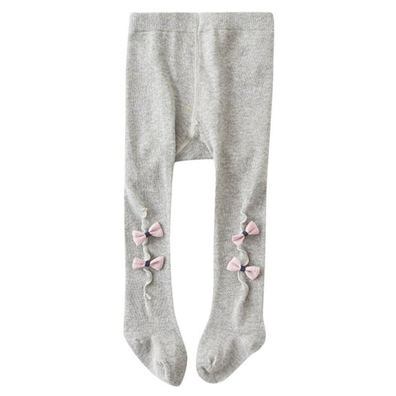 Gpaecead Baby Girl Tights Toddler Cable Knit Tights With Bow Seamless Stockings Infant Cotton Pantyhose 0-2 Years Gray
