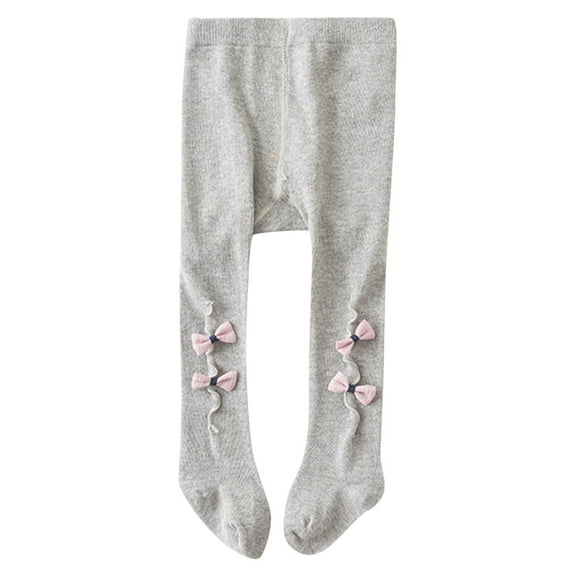 Gpaecead Baby Girl Tights Toddler Cable Knit Tights With Bow Seamless Stockings Infant Cotton Pantyhose 0-2 Years Gray