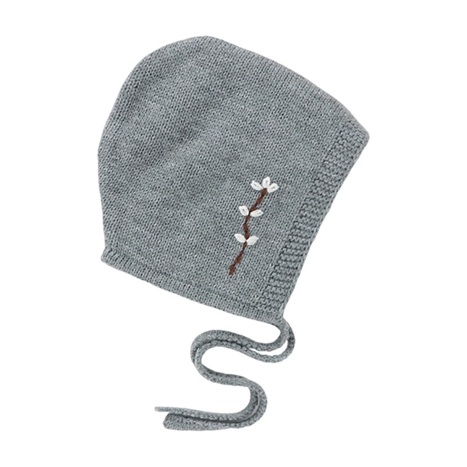 Gpaecead Baby Girls Bonnet Embroidered Cotton Yarn Knitted Hat For Fall ...