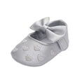 thumbnail image 1 of Gpaecead Baby Girls Bow Heart Embroidered Mary Jane Princess Shoes Faux Leather Soft Sole First Walker Flats For Daily Wear Silver, 1 of 7