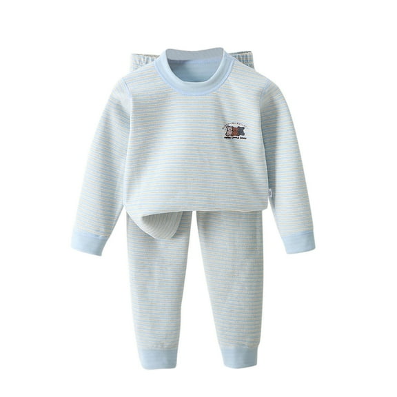 Gpaecead Baby Girls Pajama Set Kids Toddler Basic Sleepwear Toddler Kids Long Johns Baby Thermal Underwear Set Light Blue