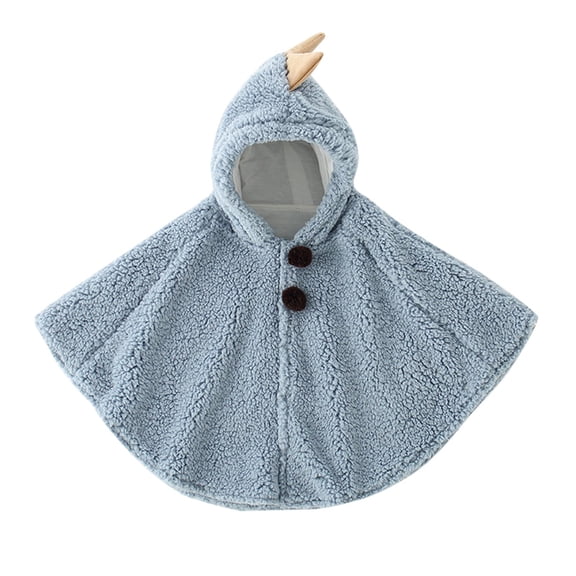 Gpaecead Baby Hooded Poncho Cape Cloak Solid Color Spring Winter Cute Boys And Girls Baby Cloak Coat Blue