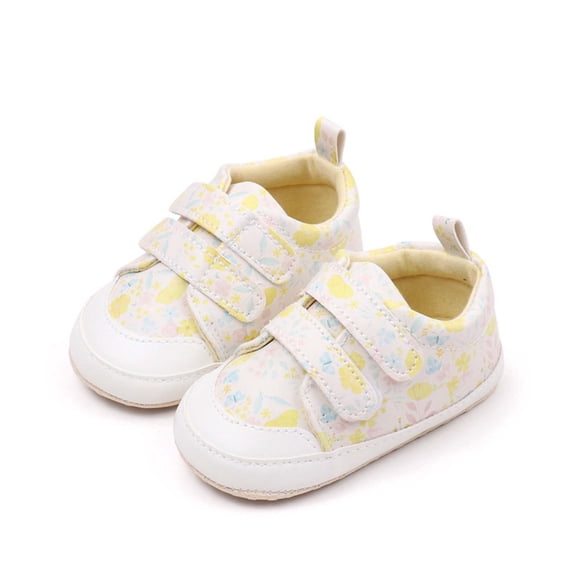 Gpaecead Baby Print Sports First Walker Shoes Breathable Non Slip Sweat Proof Soft Sole Cloth Infant Outdoor Flats For Summer, Yellow
