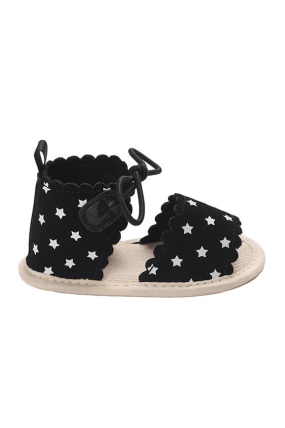 Baby Star Print Toddler Sandals Breathable Sweat Proof Soft Sole Non Slip Summer First Walker Shoes, Black