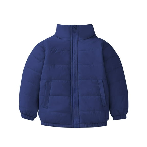 Gpaecead Baby Toddler Girls Boys Winter Coat Long Sleeve Hooded Jacket Stand Collar Casual Solid Outdoor Jacket Navy