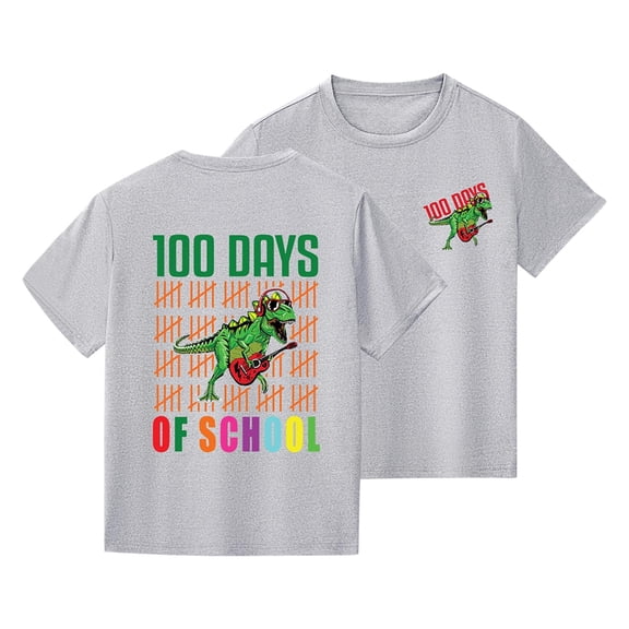 Gpaecead Boys' And Girls' Short Sleeved T-Shirts Print Summer Casual Round Neck Summer Tops Gray