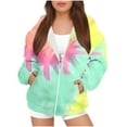 thumbnail image 1 of Gpaecead Boys And Girls Tie-Dye Zip Up Hoodie Sweatshirt Long Sleeve Oversized Sweatshirt Jacket With Pockets Green, 1 of 3