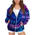 thumbnail image 1 of Gpaecead Boys And Girls Tie-Dye Zip Up Hoodie Sweatshirt Long Sleeve Oversized Sweatshirt Jacket With Pockets Purple, 1 of 3