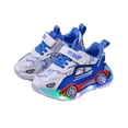thumbnail image 1 of Gpaecead Boys Cartoon Car Light Up Sports Shoes Mesh Breathable Soft Sole Comfortable Casual Running Sneakers, Blue, 1 of 8