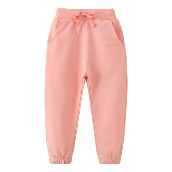 Gpaecead Boys Cotton Sweatpants Kids Jogger Pants Running Jogging Pants With Pockets Drawstring Pink