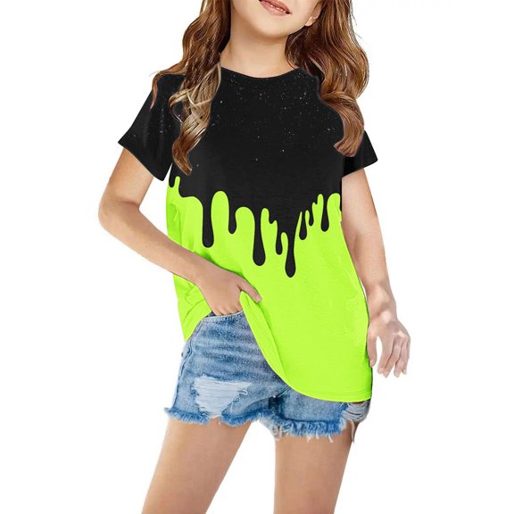 Gpaecead Boys Girls Easter Shirts Print Tshirt Short Sleeve Top Graphic Tshirts 3-14 Years Green