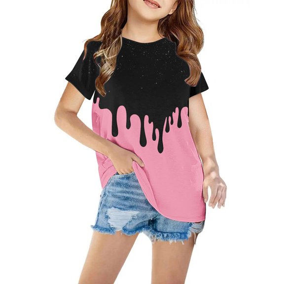 Gpaecead Boys Girls Easter Shirts Print Tshirt Short Sleeve Top Graphic Tshirts 3-14 Years Pink