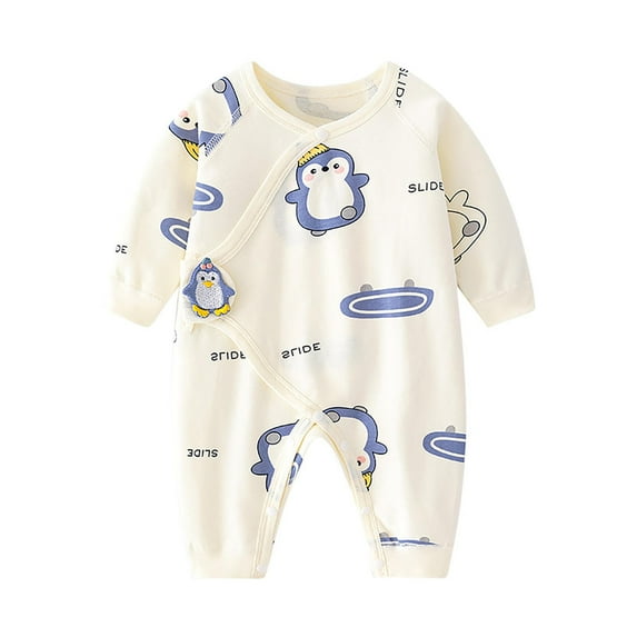 Gpaecead Boys Girls Prints Romper Thin Spring Long Sleeve Polka Printed Bodysuit Bubble Romper Beige