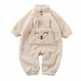 thumbnail image 1 of Gpaecead Boys Girls Romper Fall Winter Infant Toddler Long Sleeve Plush Romper Jumpsuit Beige, 1 of 9