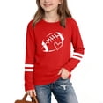 thumbnail image 1 of Gpaecead Boys Girls Rugby Print Long Sleeve T Shirt Crew Neck Soft Breathable Casual Top For School Summer Camp Red, 1 of 6