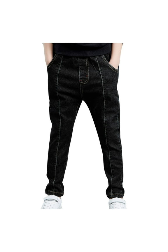 Boys' Jeans Long Pants Handsome Kid's Loose Pants Casual Outerwear Denim Pants Black