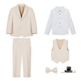 thumbnail image 1 of Gpaecead Boys Suit Wedding 6-Piece Outfit Kids Suit Set with Dress Shirt Jacket Vest Pants and Bow Tie Boutonniere Boys Gentleman Outfits Set Beige, 1 of 8