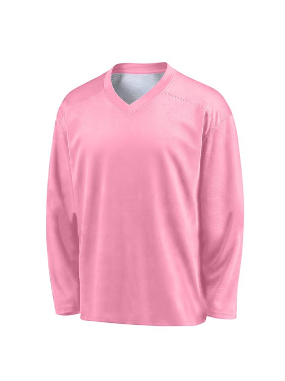 Boys V Neck Practice Jersey Breathable Mesh Long Sleeve Loose Fit Training Pullover Tops for Team Sports Pink