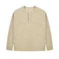 thumbnail image 1 of Gpaecead Boys Waffle Knit Henley Long Sleeve Tee Button Down Pullover Top with Ribbed Cuffs for Play Layering Beige, 1 of 6