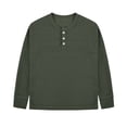 thumbnail image 1 of Gpaecead Boys Waffle Knit Henley Long Sleeve Tee Button Down Pullover Top with Ribbed Cuffs for Play Layering Olive&nbsp;Green, 1 of 6