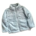 thumbnail image 1 of Gpaecead Boys and Girls Fleece Jacket Zipper Fall Winter Long Sleeve Casual Solid Color Lapel Coat Outwear with Pockets Light Blue, 1 of 4