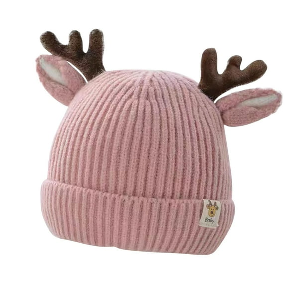 Gpaecead Christmas Toddler Baby Trendy Cute Boys And Girls Knitted Solid Color Hat Pink