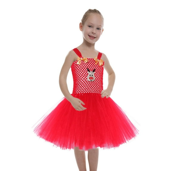Gpaecead Christmas Tutu Dress For Girls Tulle Princess Birthday Party Dress For Toddler Girls Prom Ball Gown Red
