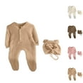 thumbnail image 1 of Gpaecead Cotton Baby Footie Romper Newborn Fuzzy Fluffy Baby Clothes Long Sleeve Fleece Outfit for Boy and Girls with Warm Hat Set 0-18M Pink, 1 of 4