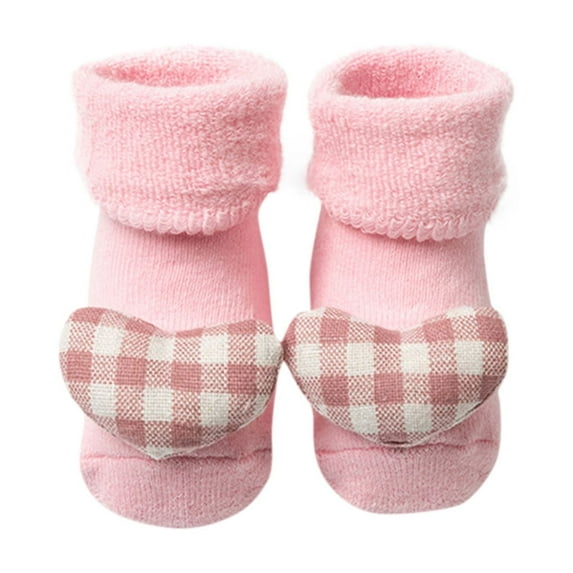 Gpaecead Cute Unisex Baby Socks Cartoon Bear Non-Slip Socks Infant Long Knitting Socks 0-3 Years Toddler Walking Socks Pink