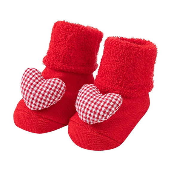 Gpaecead Cute Unisex Baby Socks Cartoon Bear Spring Fall Non Slip Socks Infant Long Knitting Socks 0-3 Years Baby Walking Socks Red