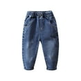 thumbnail image 1 of Gpaecead Denim Pants For Girls Ages 1-7 Print Wide Leg Comfortable Elastic Waist Casual Jeans For Spring And Fall Blue, 1 of 4