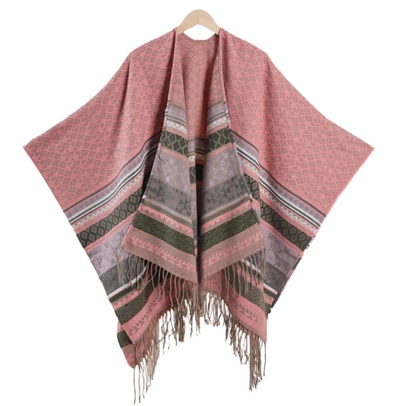 Gpaecead Ethnic Pattern Cape - Vintage Style Photography Shawl Wrap Pink