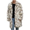 thumbnail image 1 of Gpaecead Faux Fur Jackets Mens Warm Faux Furry Long Coat Jacket Winter Turn Down Collar Outerwear Brown, 1 of 9