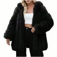 thumbnail image 1 of Gpaecead Faux Fur Jackets Womens Ladies Warm Faux Furry Coat Jacket Winter Solid Hooded Outerwear Black, 1 of 8