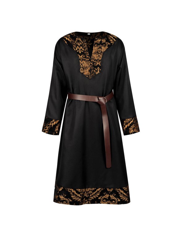 Festival Coat Men's Clothes Medieval Waistband Jacket Pirate Knight Role Playing Suit Black