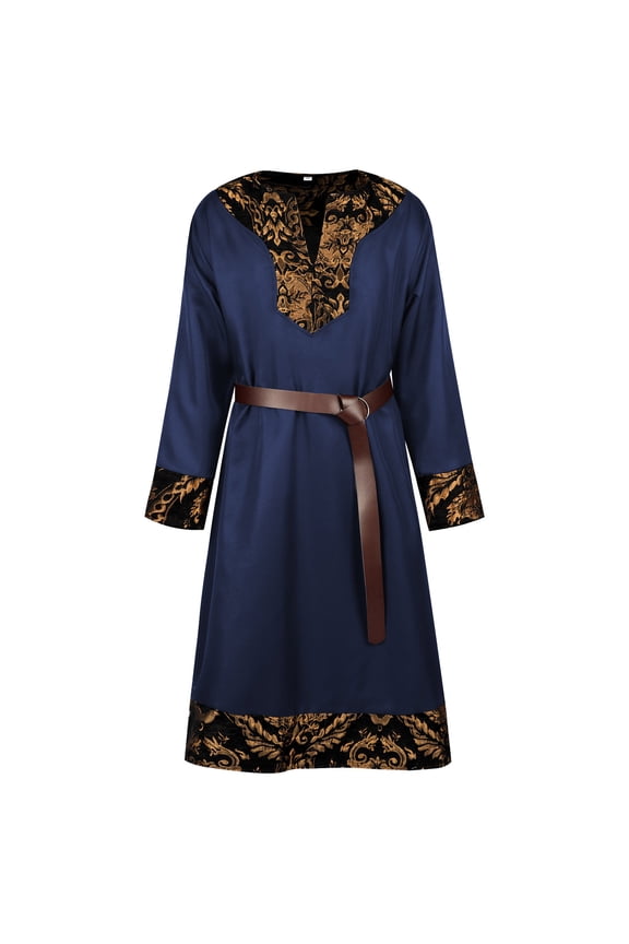 Festival Coat Men's Clothes Medieval Waistband Jacket Pirate Knight Role Playing Suit Blue