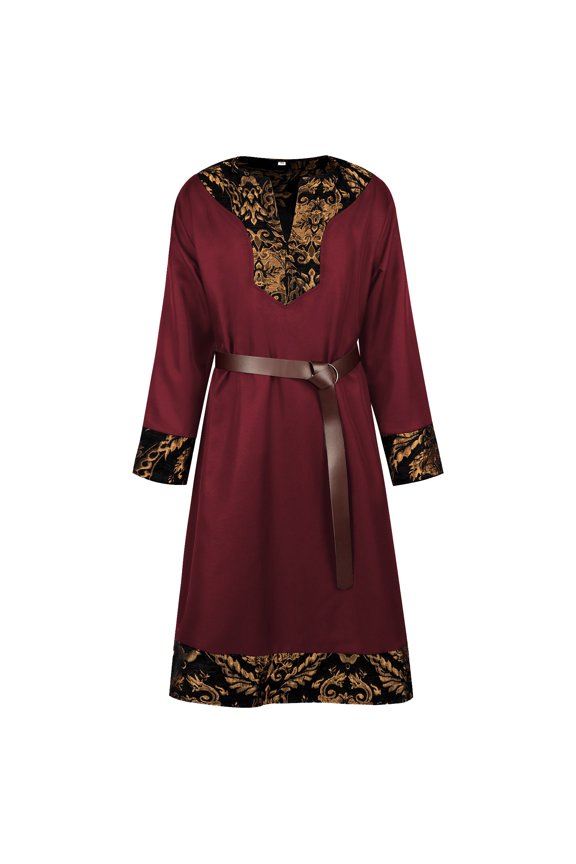 Festival Coat Men's Clothes Medieval Waistband Jacket Pirate Knight Role Playing Suit Red