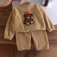 thumbnail image 1 of Gpaecead Fleece Warm Fall Outfit For Toddler Boy Girl Long Sleeve Bear Sweatshirt Pant Sets Winter Pullover Clothes White, 1 of 6