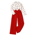thumbnail image 1 of Gpaecead Girl's 3 Piece Outfits Long Sleeve Heart Printed Top Solid Color Pants With Belt Three-Piece Set Red, 1 of 4