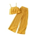 thumbnail image 1 of Gpaecead Girls' 2 Piece Outfits Solid Color Sleeveless Cami Crop Top And Wide Leg Pants Set Girls Clothes Yellow, 1 of 4