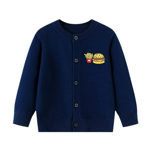 Gpaecead Girls Boys Cardigan Sweater Fall And Winter Kids Knitted Cardigan Jacket Solid Color Sweater Blue