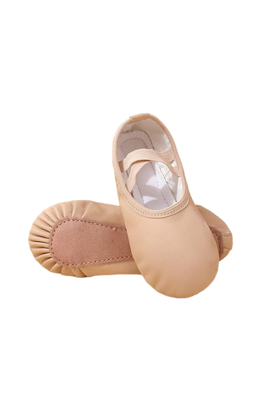 Girls Cat Paw Ballet Dance Shoes Solid Color Faux Leather Soft Sole Practice Flats For Yoga Gymnastics Toddler, Beige