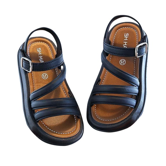 Gpaecead Girls Crisscross Strap Princess Sandals Open Toe Soft Sole Non Slip Hook And Loop Spring Summer Casual Beach Shoes,Black