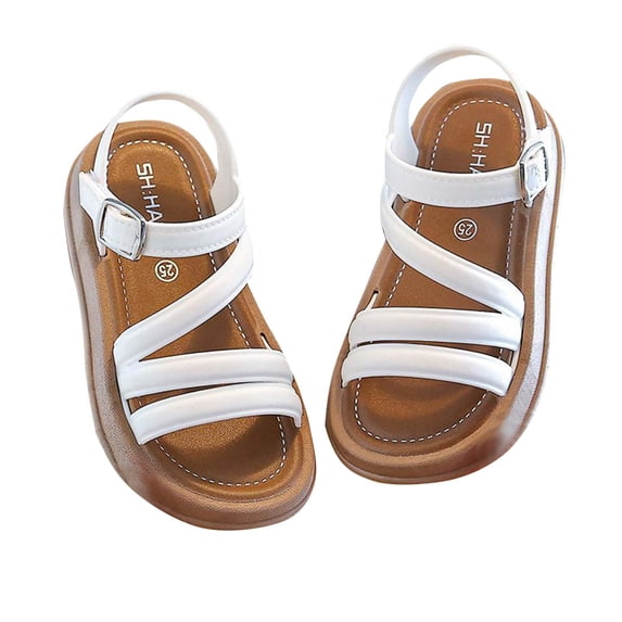 Gpaecead Girls Crisscross Strap Princess Sandals Open Toe Soft Sole Non Slip Hook And Loop Spring Summer Casual Beach Shoes,White